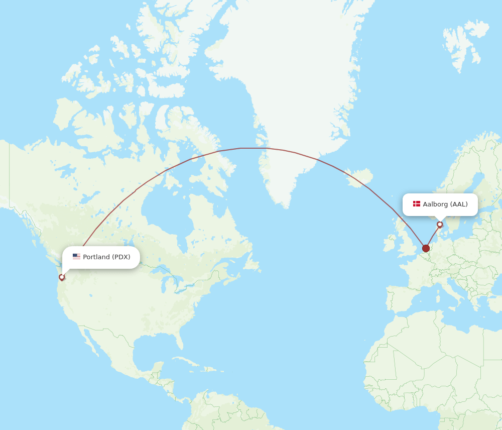 PDX-AAL flight routes