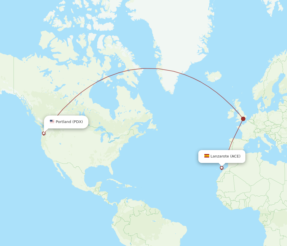 PDX to ACE flights and routes map