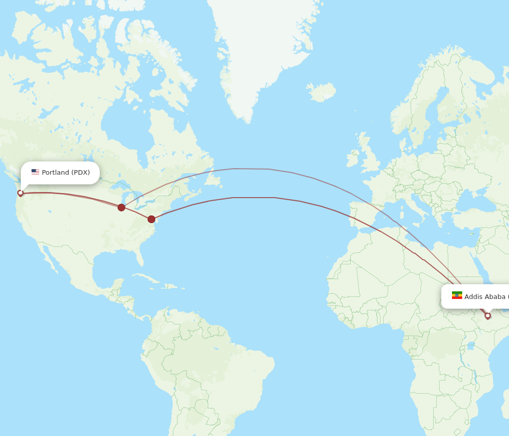 PDX-ADD flight routes