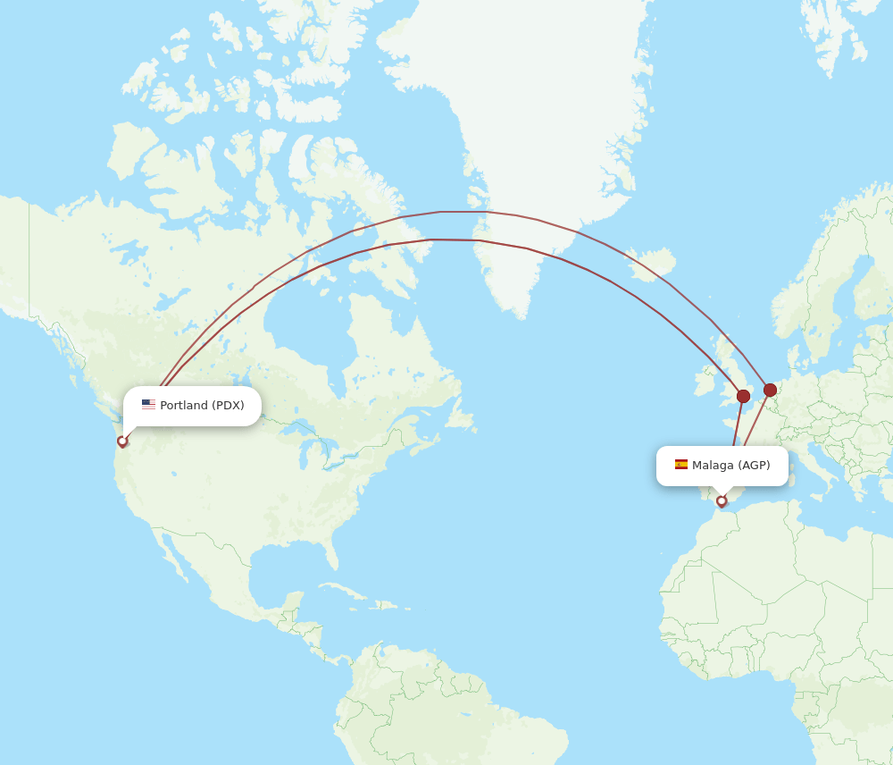 PDX-AGP flight routes