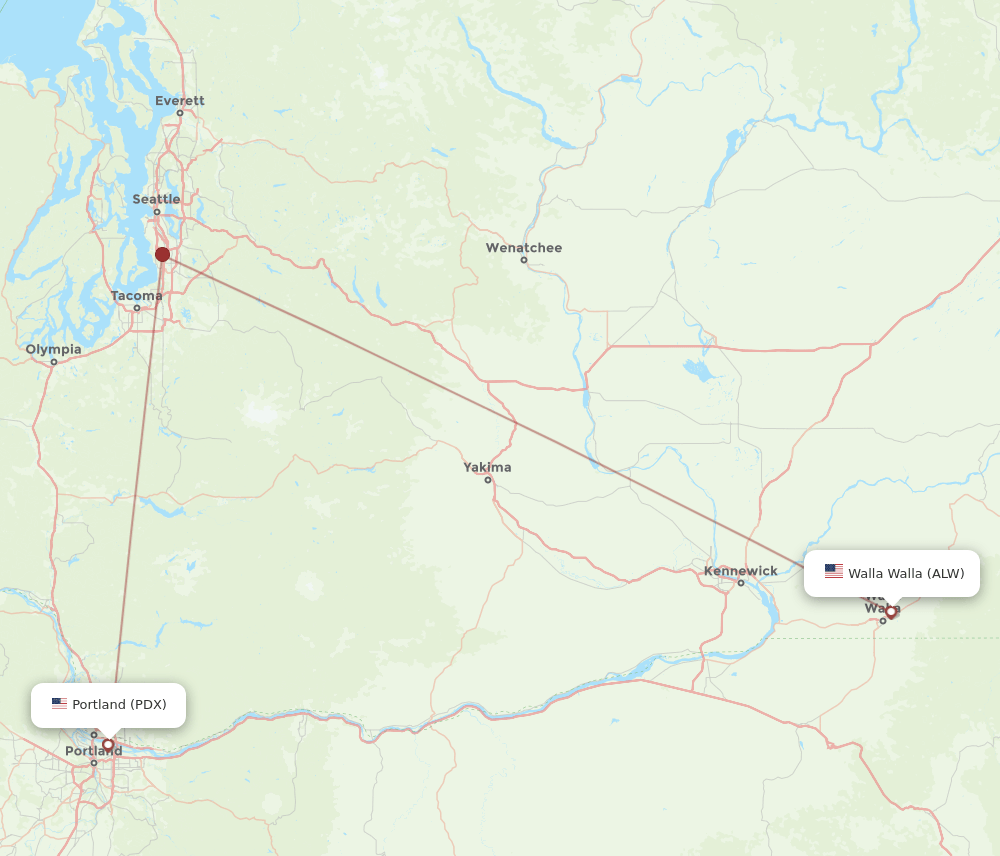 PDX-ALW flight routes