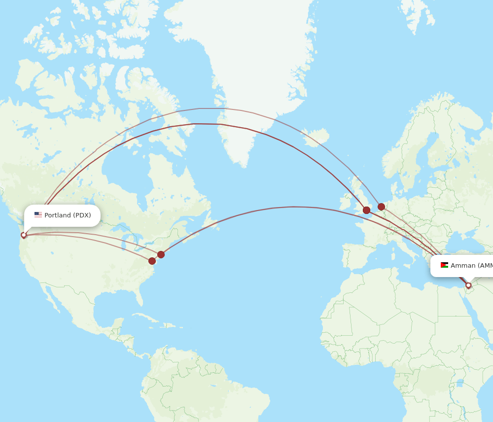 PDX-AMM flight routes
