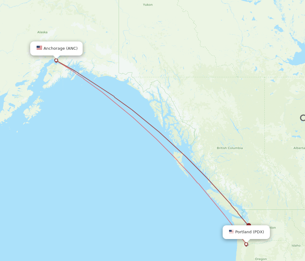 PDX-ANC flight routes