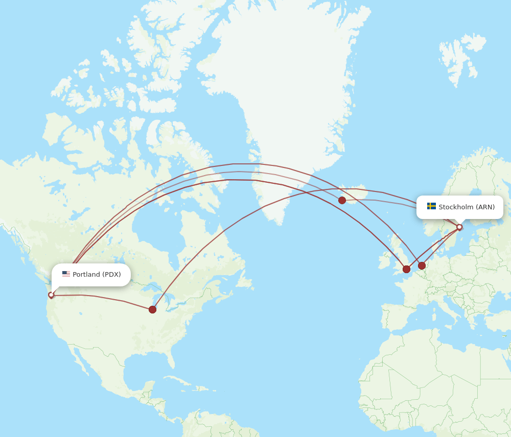 PDX-ARN flight routes