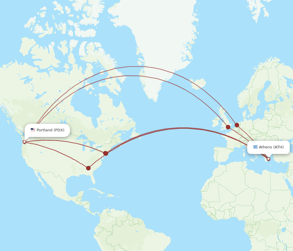 PDX-ATH flight routes