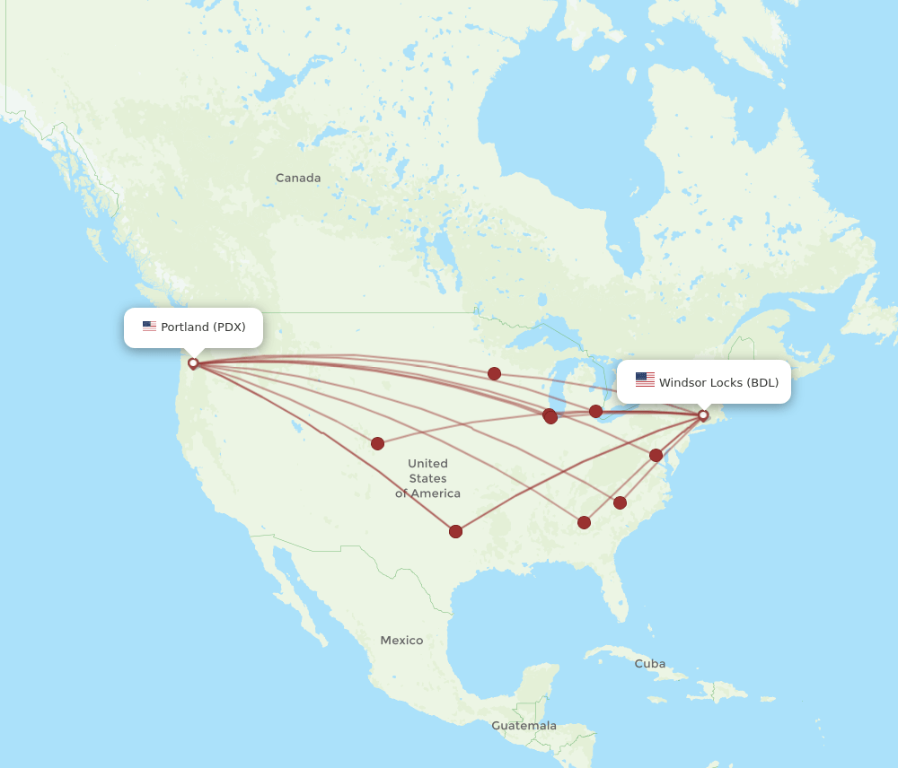 PDX-BDL flight routes