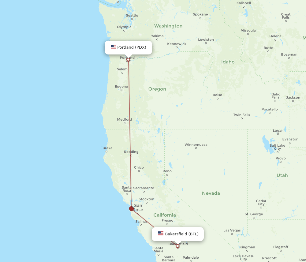 PDX-BFL flight routes