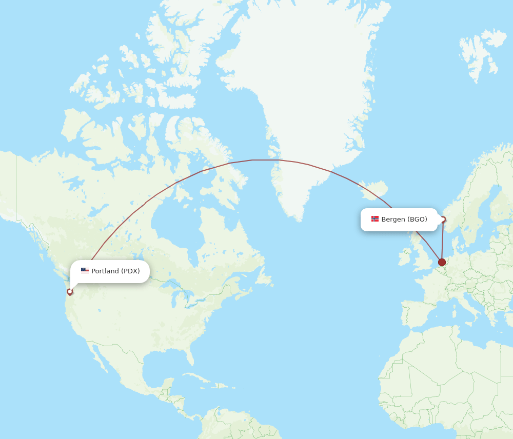 PDX-BGO flight routes