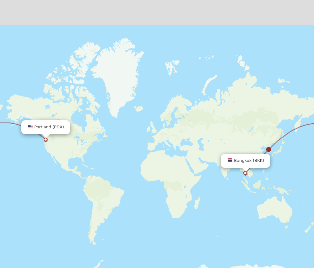 PDX to BKK flights and routes map