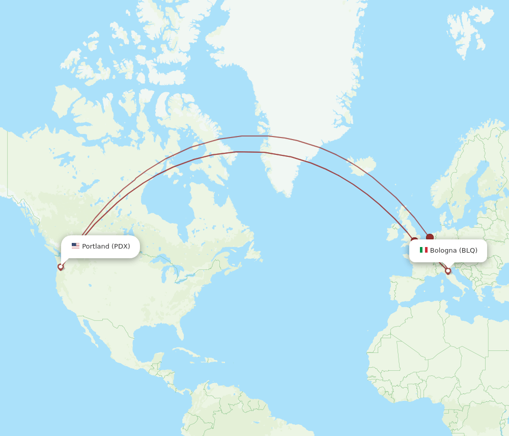 PDX-BLQ flight routes