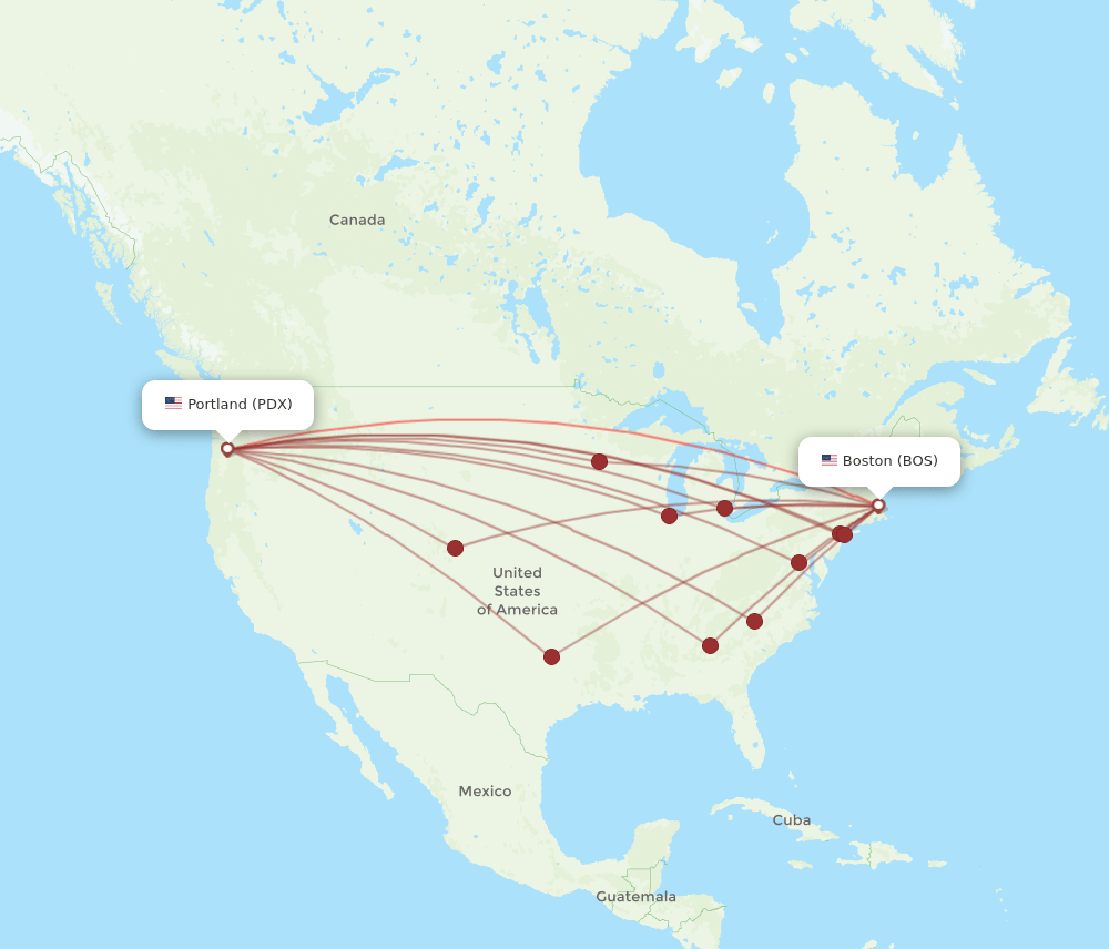 PDX-BOS flight routes