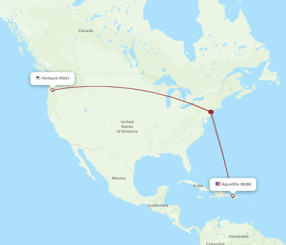 PDX-BQN flight routes