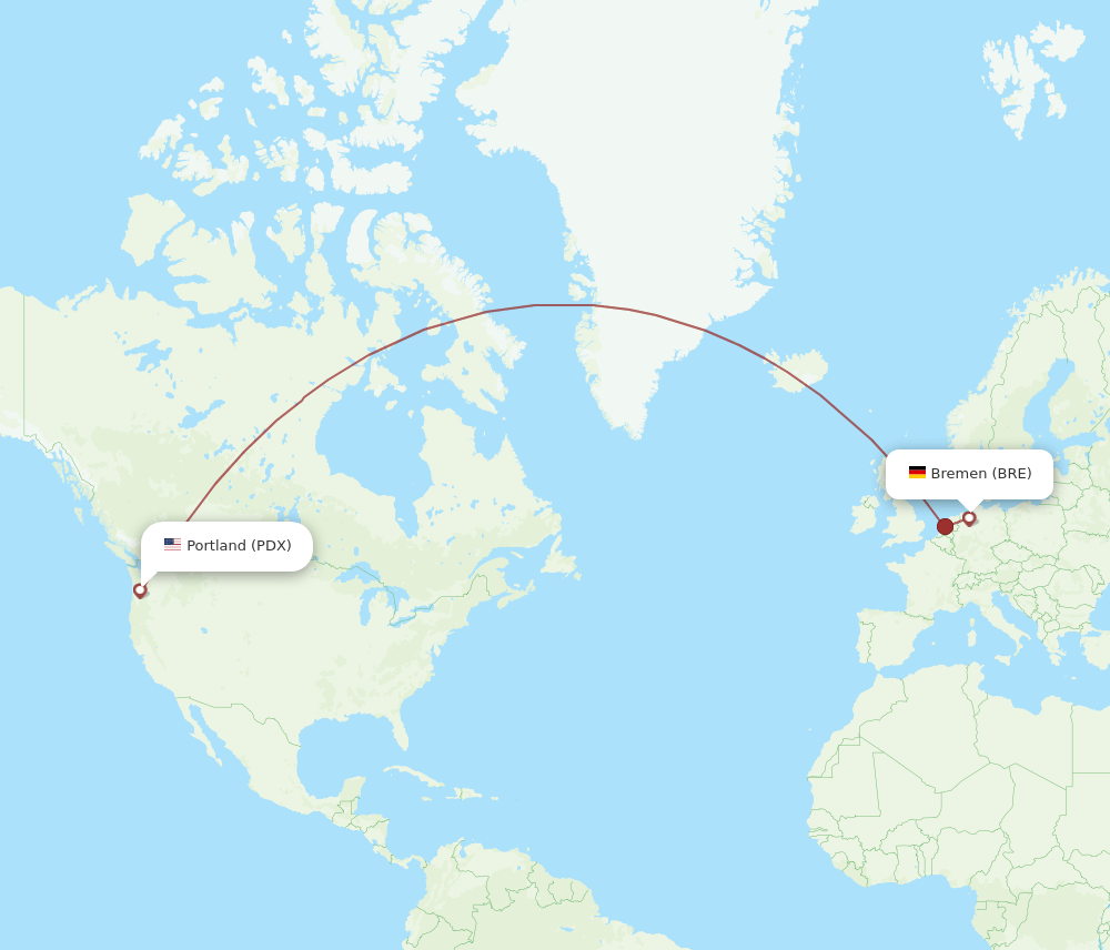 PDX-BRE flight routes