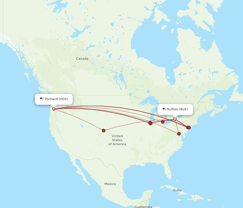 PDX-BUF flight routes