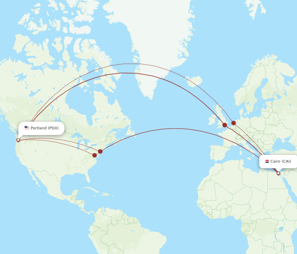 PDX-CAI flight routes