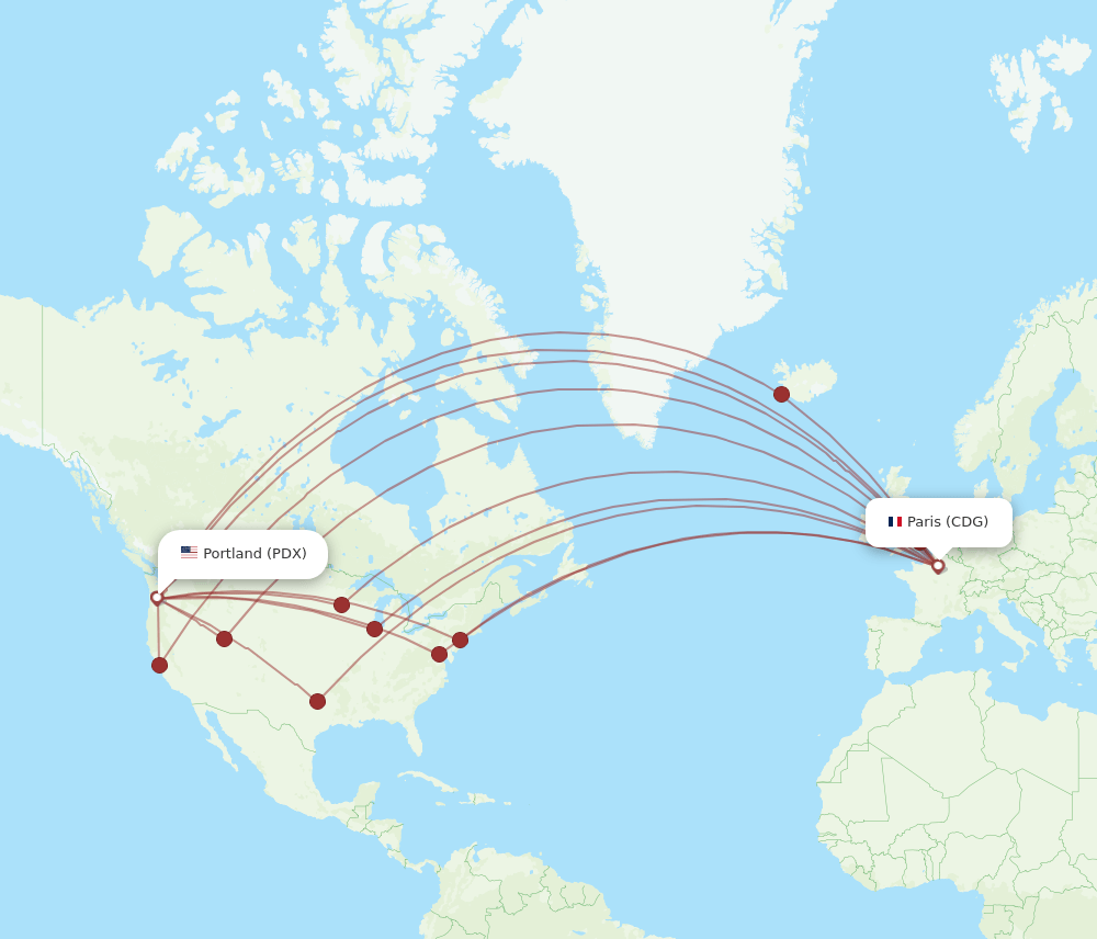 PDX-CDG flight routes