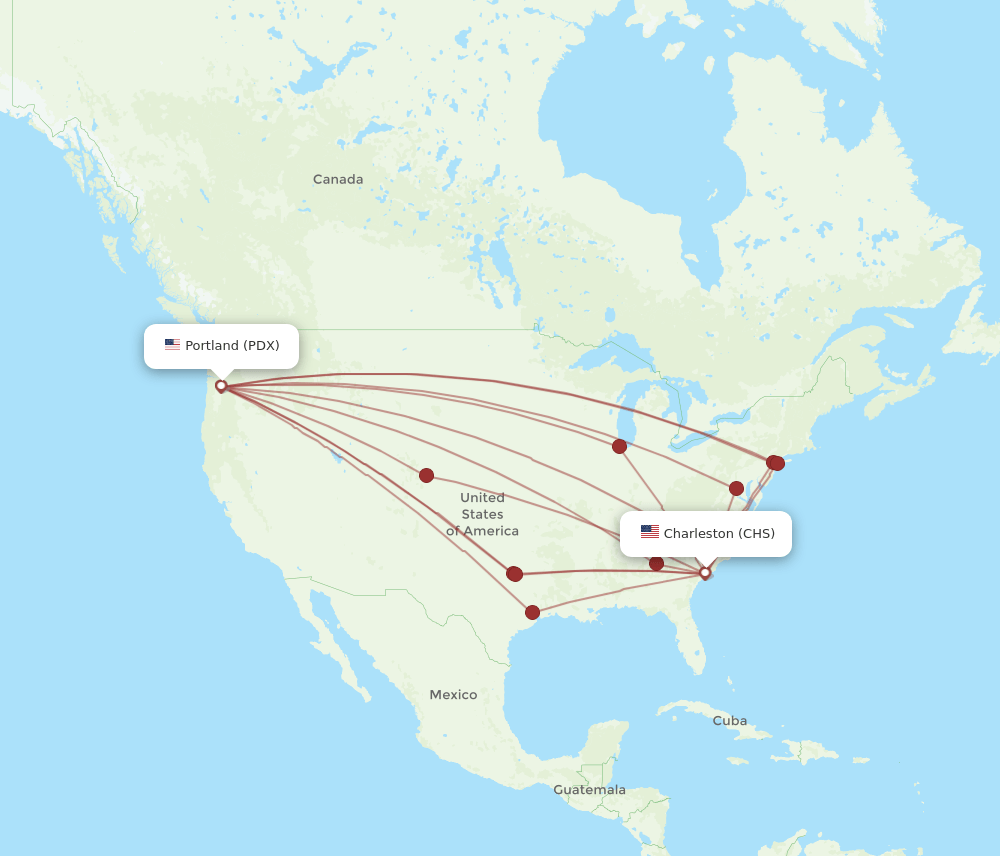 PDX-CHS flight routes