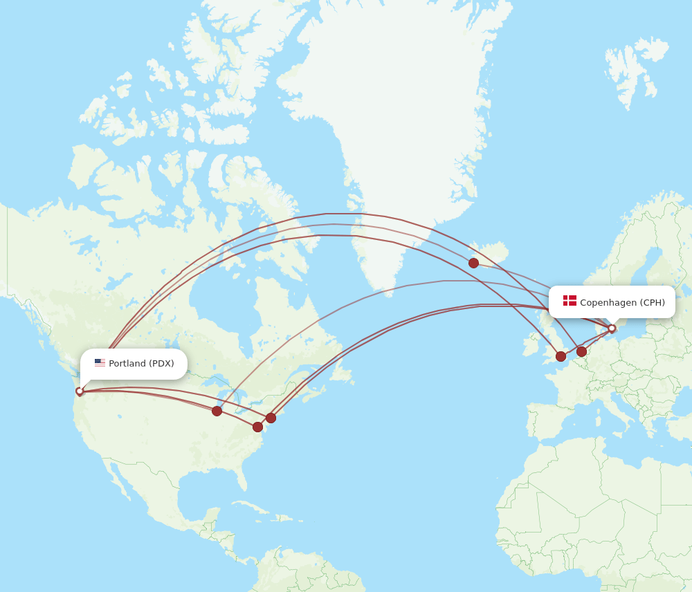 PDX-CPH flight routes