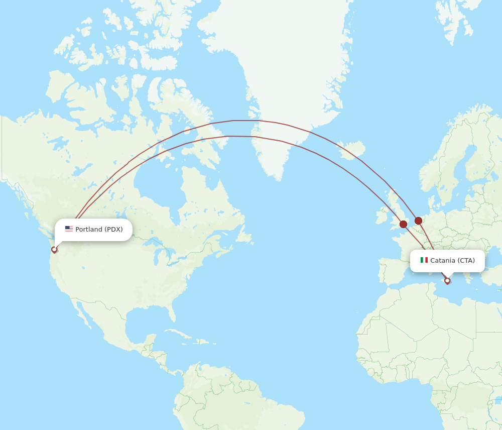 PDX-CTA flight routes
