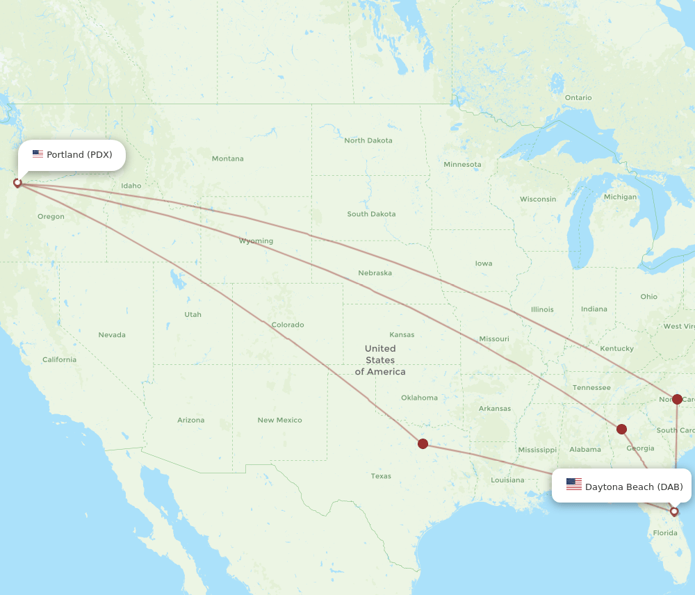 PDX-DAB flight routes