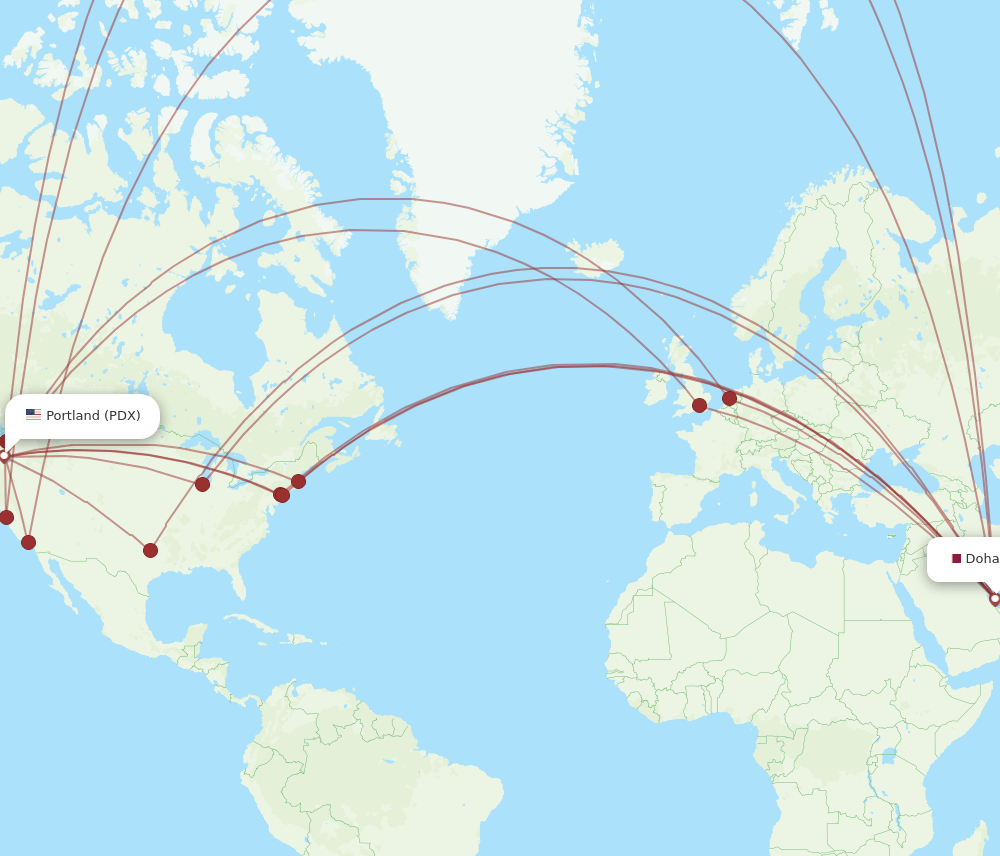 PDX-DOH flight routes