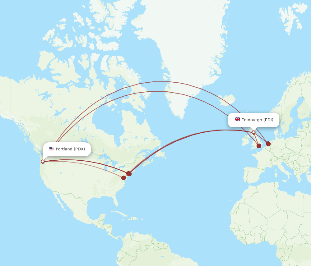 PDX-EDI flight routes