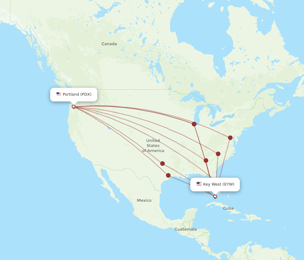 PDX-EYW flight routes