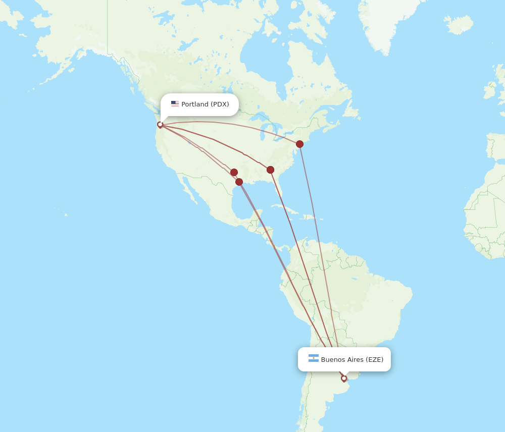PDX-EZE flight routes