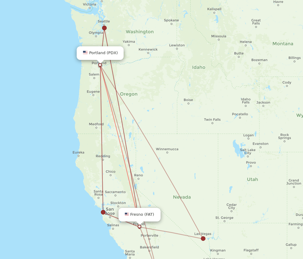 PDX-FAT flight routes