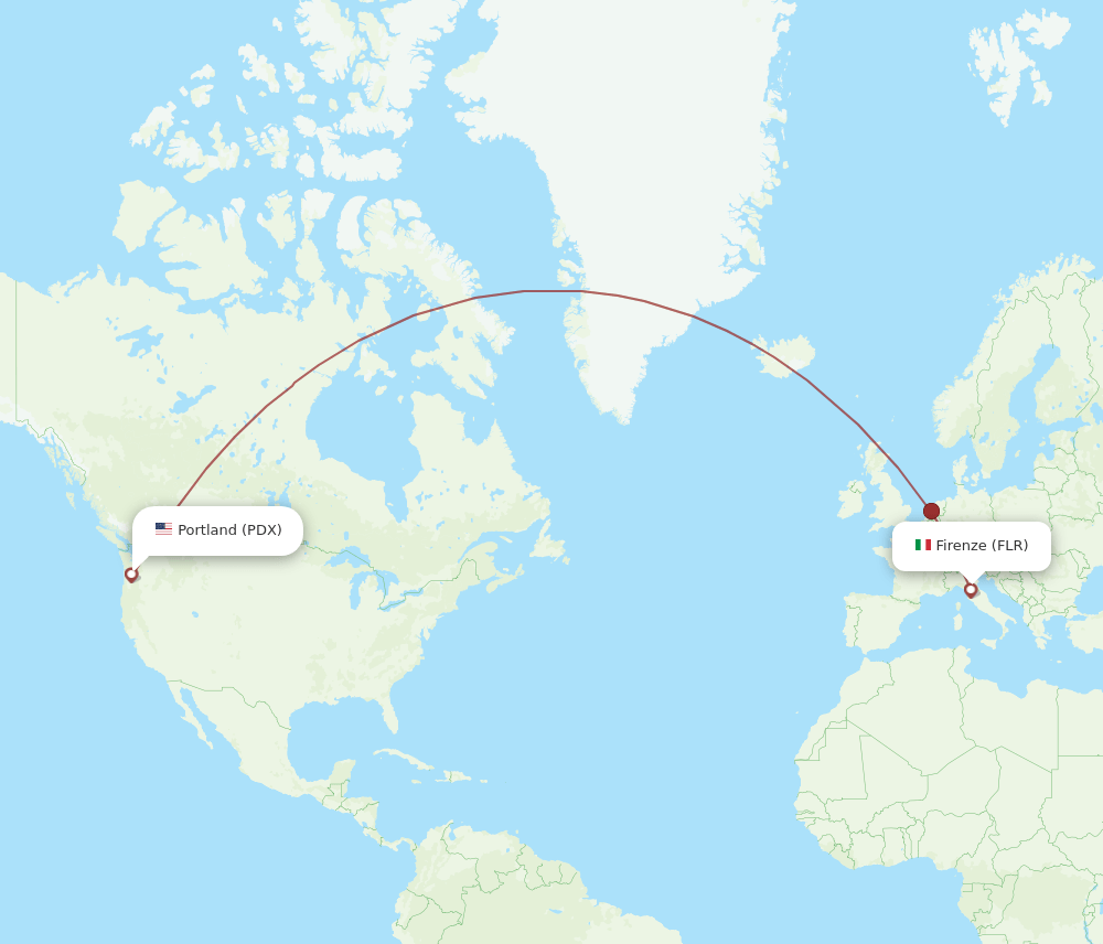 PDX-FLR flight routes