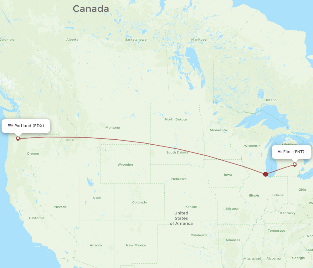 PDX-FNT flight routes