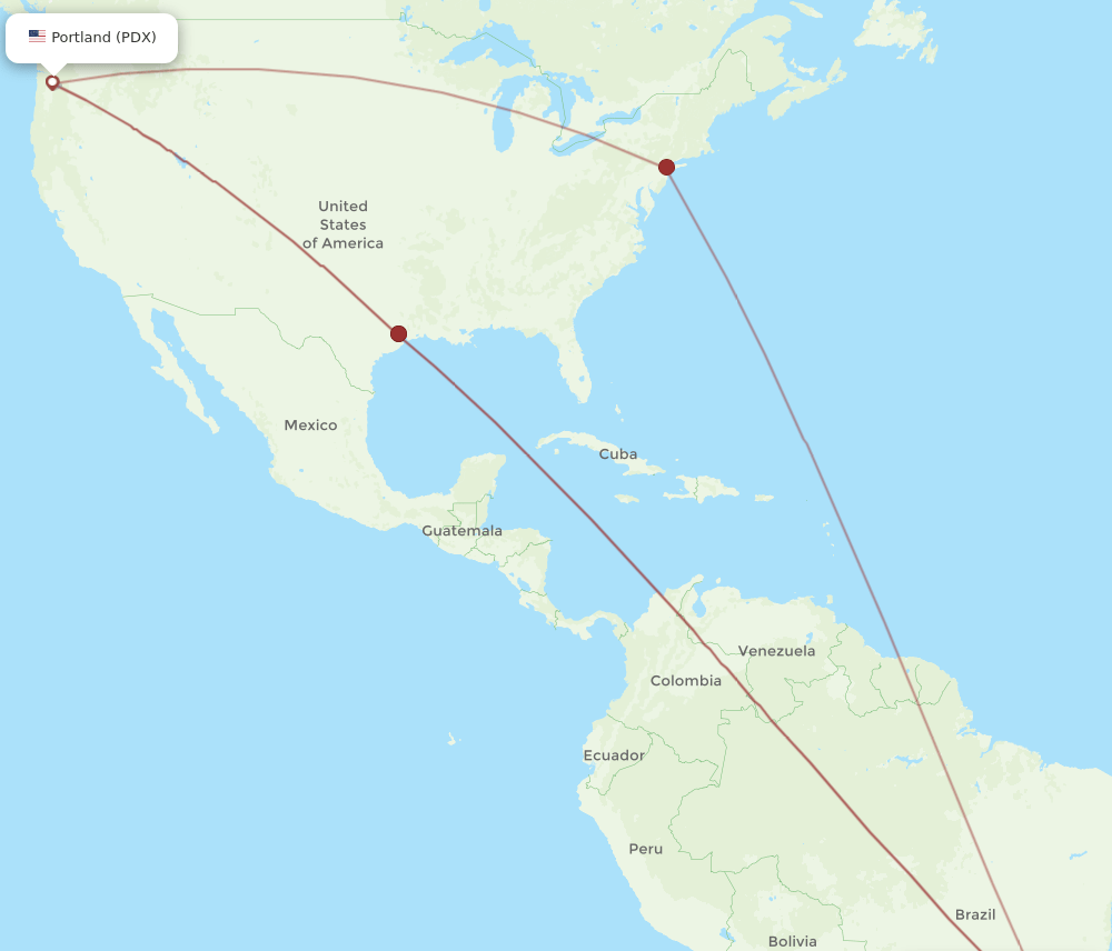 PDX-GIG flight routes