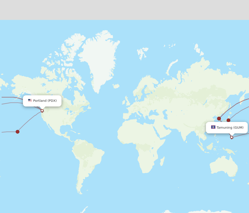 PDX-GUM flight routes