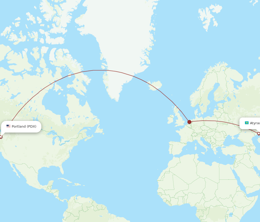 PDX-GUW flight routes
