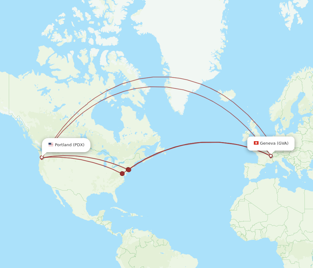 PDX-GVA flight routes