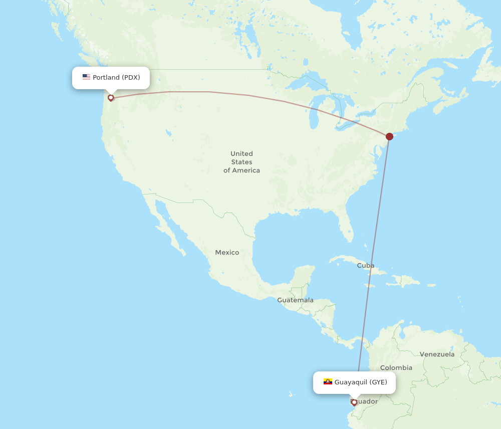 PDX-GYE flight routes