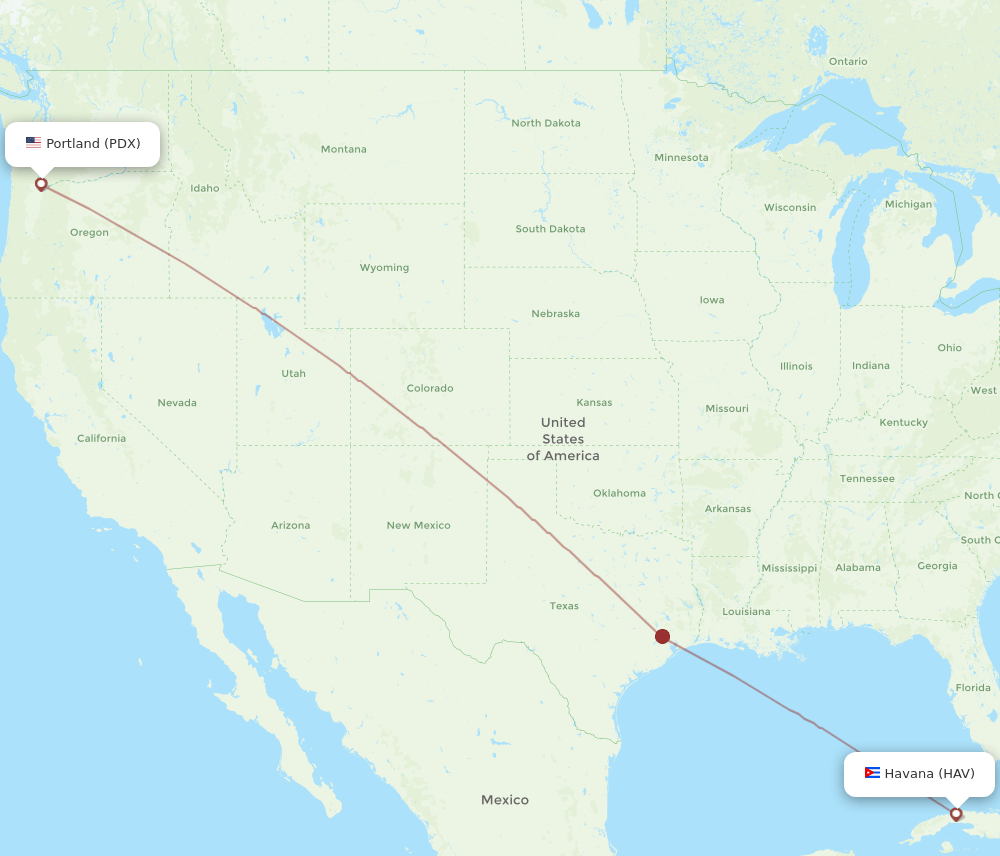 PDX-HAV flight routes