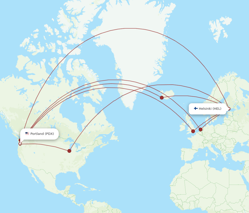 PDX-HEL flight routes