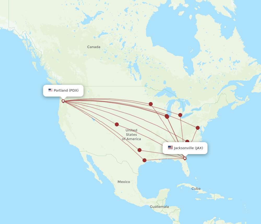 PDX-JAX flight routes