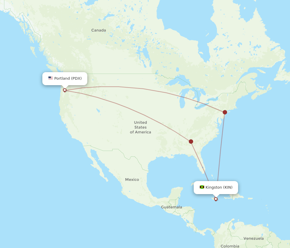 PDX-KIN flight routes