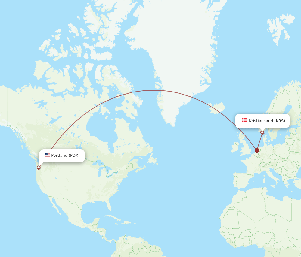 PDX-KRS flight routes