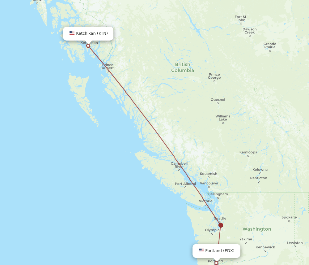 PDX-KTN flight routes