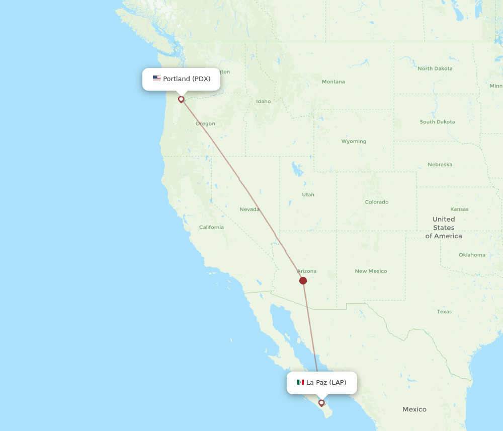 PDX-LAP flight routes