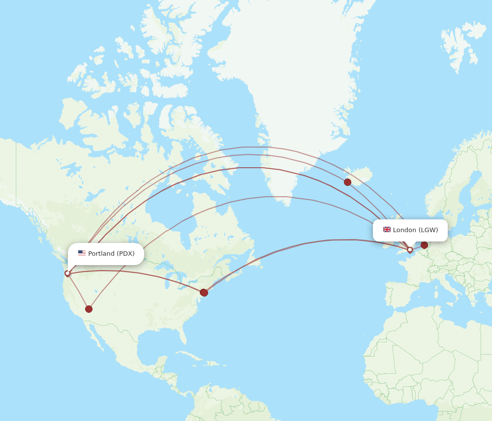 PDX-LGW flight routes