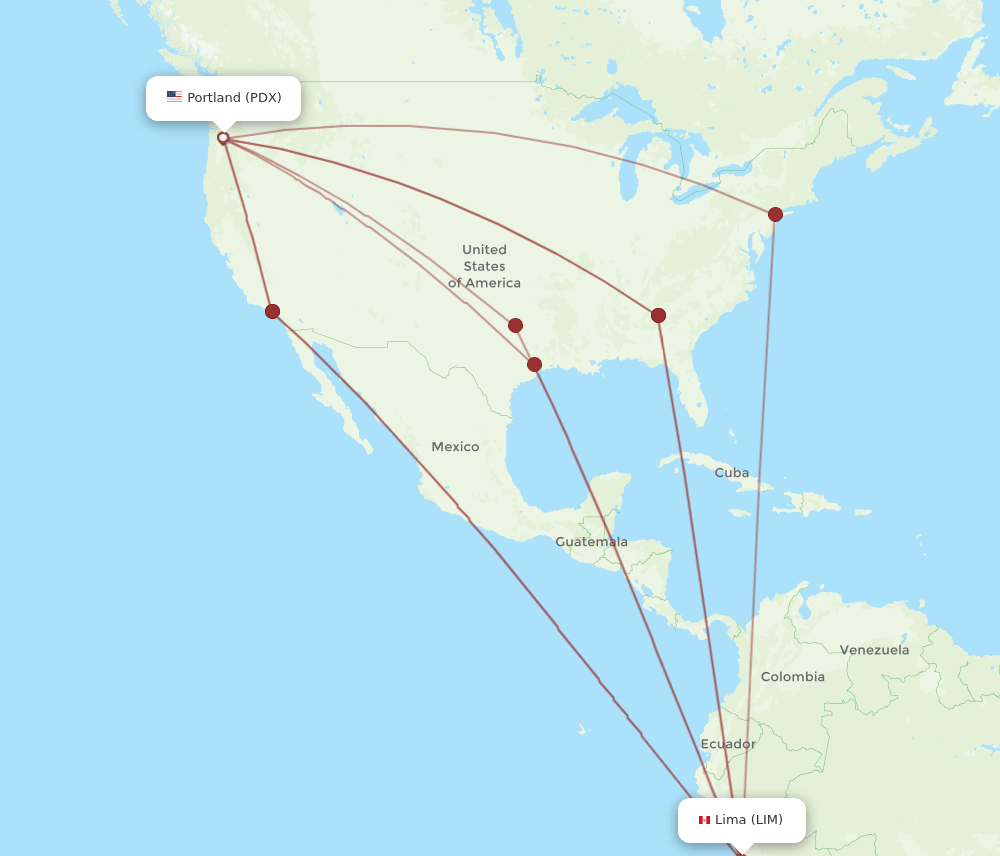 PDX-LIM flight routes