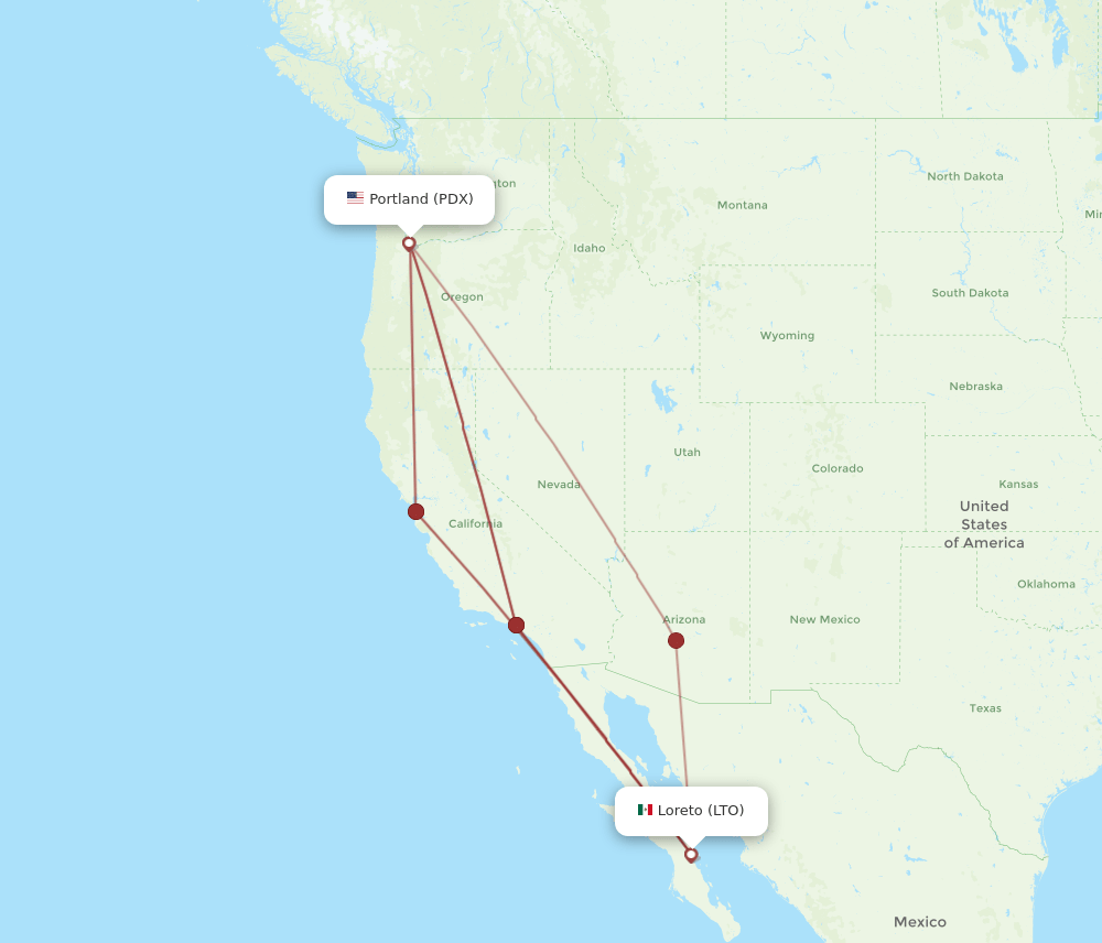 PDX-LTO flight routes