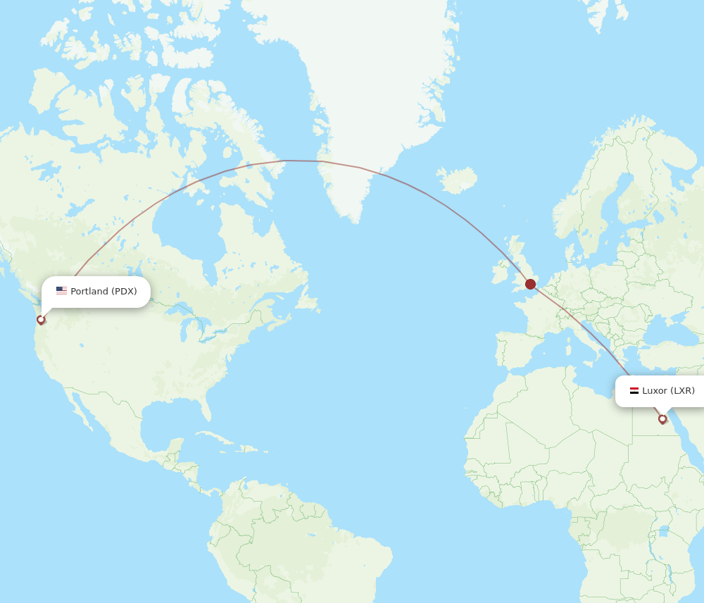 PDX-LXR flight routes