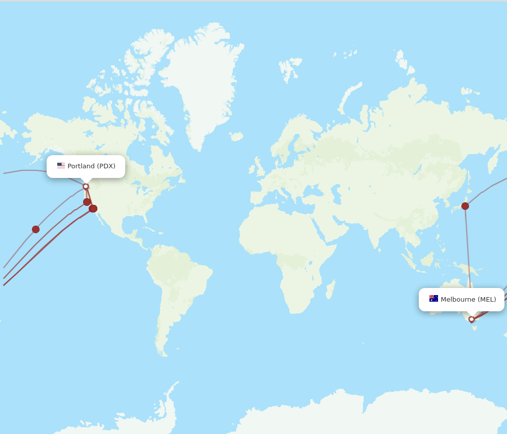 PDX-MEL flight routes