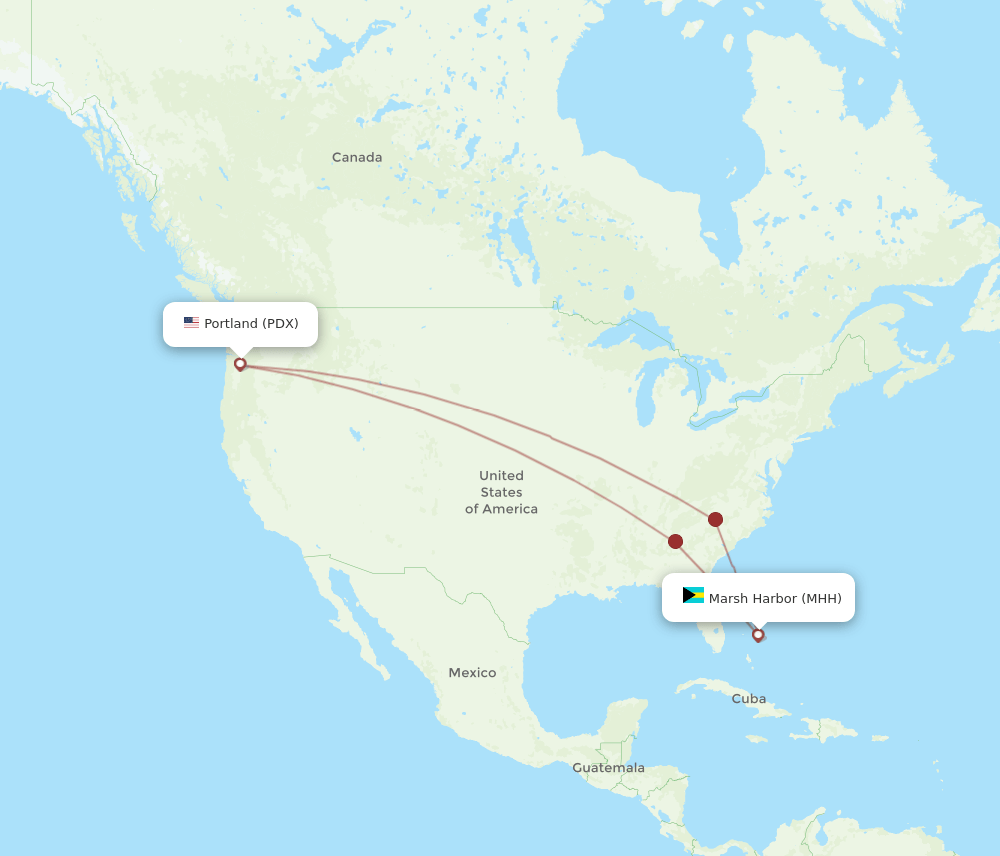PDX to MHH flights and routes map