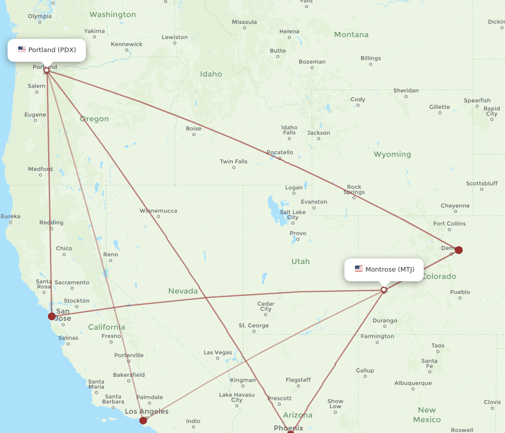 PDX-MTJ flight routes
